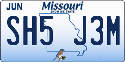 MO license plate SH5J3M