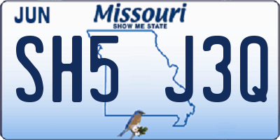 MO license plate SH5J3Q