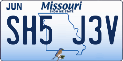 MO license plate SH5J3V
