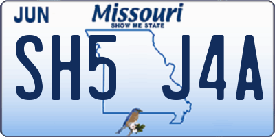 MO license plate SH5J4A