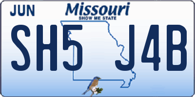MO license plate SH5J4B