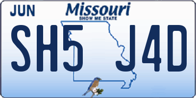 MO license plate SH5J4D