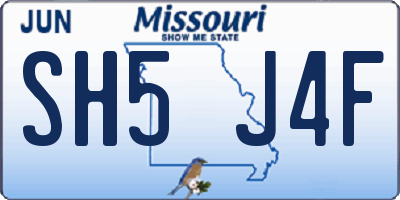 MO license plate SH5J4F