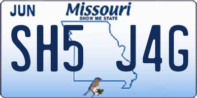 MO license plate SH5J4G
