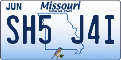 MO license plate SH5J4I