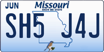 MO license plate SH5J4J