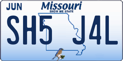 MO license plate SH5J4L