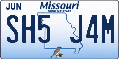 MO license plate SH5J4M