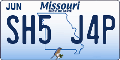 MO license plate SH5J4P