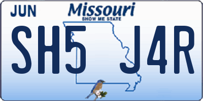 MO license plate SH5J4R