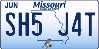MO license plate SH5J4T