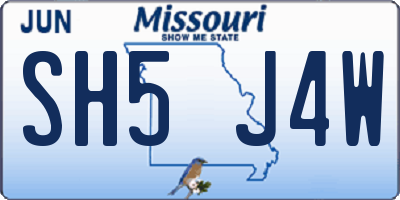 MO license plate SH5J4W