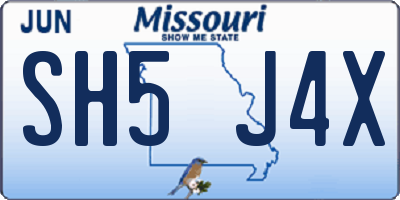 MO license plate SH5J4X