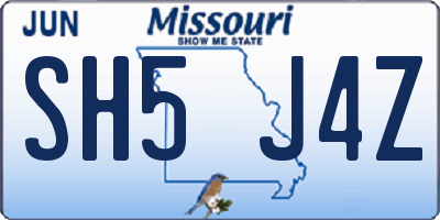 MO license plate SH5J4Z