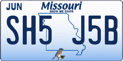 MO license plate SH5J5B