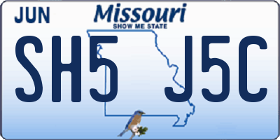 MO license plate SH5J5C