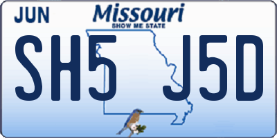 MO license plate SH5J5D