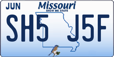MO license plate SH5J5F