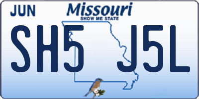 MO license plate SH5J5L