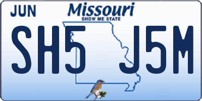 MO license plate SH5J5M