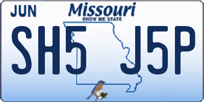 MO license plate SH5J5P