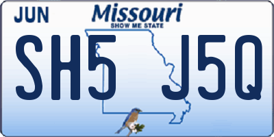 MO license plate SH5J5Q