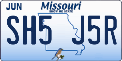 MO license plate SH5J5R