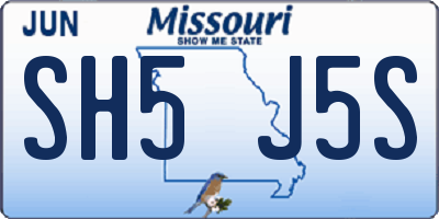 MO license plate SH5J5S