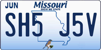 MO license plate SH5J5V