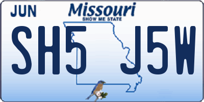 MO license plate SH5J5W