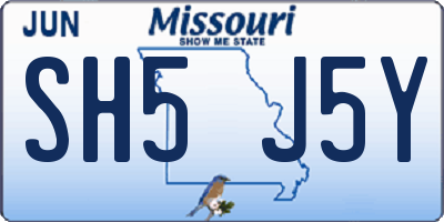 MO license plate SH5J5Y