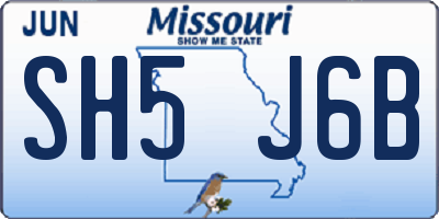 MO license plate SH5J6B