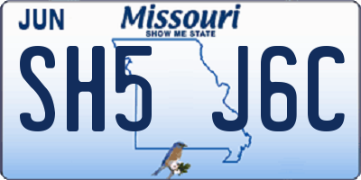 MO license plate SH5J6C