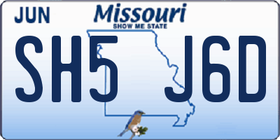 MO license plate SH5J6D