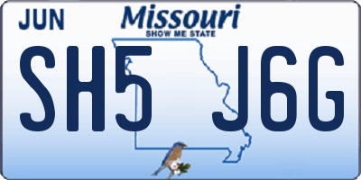 MO license plate SH5J6G