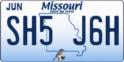MO license plate SH5J6H