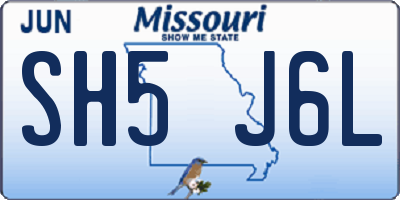 MO license plate SH5J6L