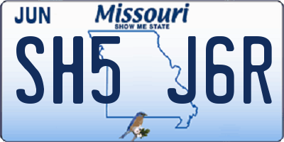 MO license plate SH5J6R