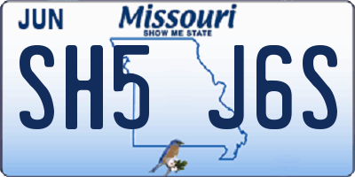 MO license plate SH5J6S