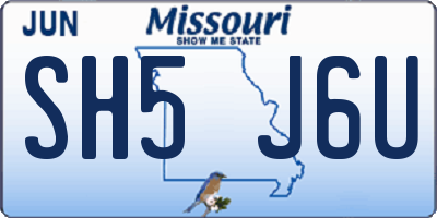 MO license plate SH5J6U