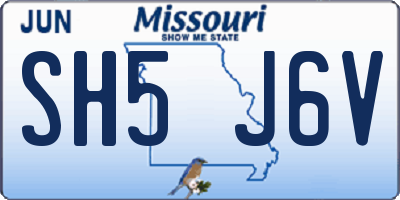 MO license plate SH5J6V