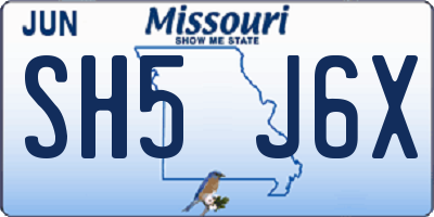 MO license plate SH5J6X