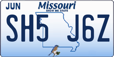 MO license plate SH5J6Z