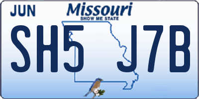 MO license plate SH5J7B