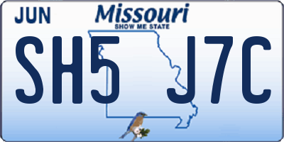 MO license plate SH5J7C