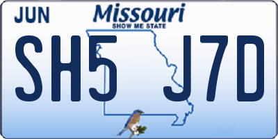 MO license plate SH5J7D