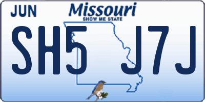 MO license plate SH5J7J