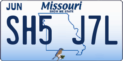 MO license plate SH5J7L