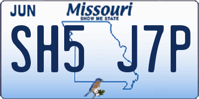 MO license plate SH5J7P