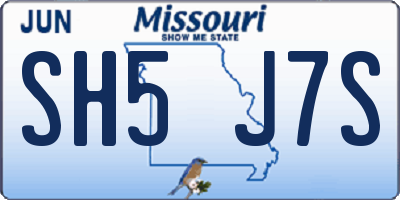 MO license plate SH5J7S